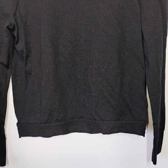 J Crew Margot Sweater Womens Medium Black 100% Merino Wool Office Sophisticated - Picture 2 of 9
